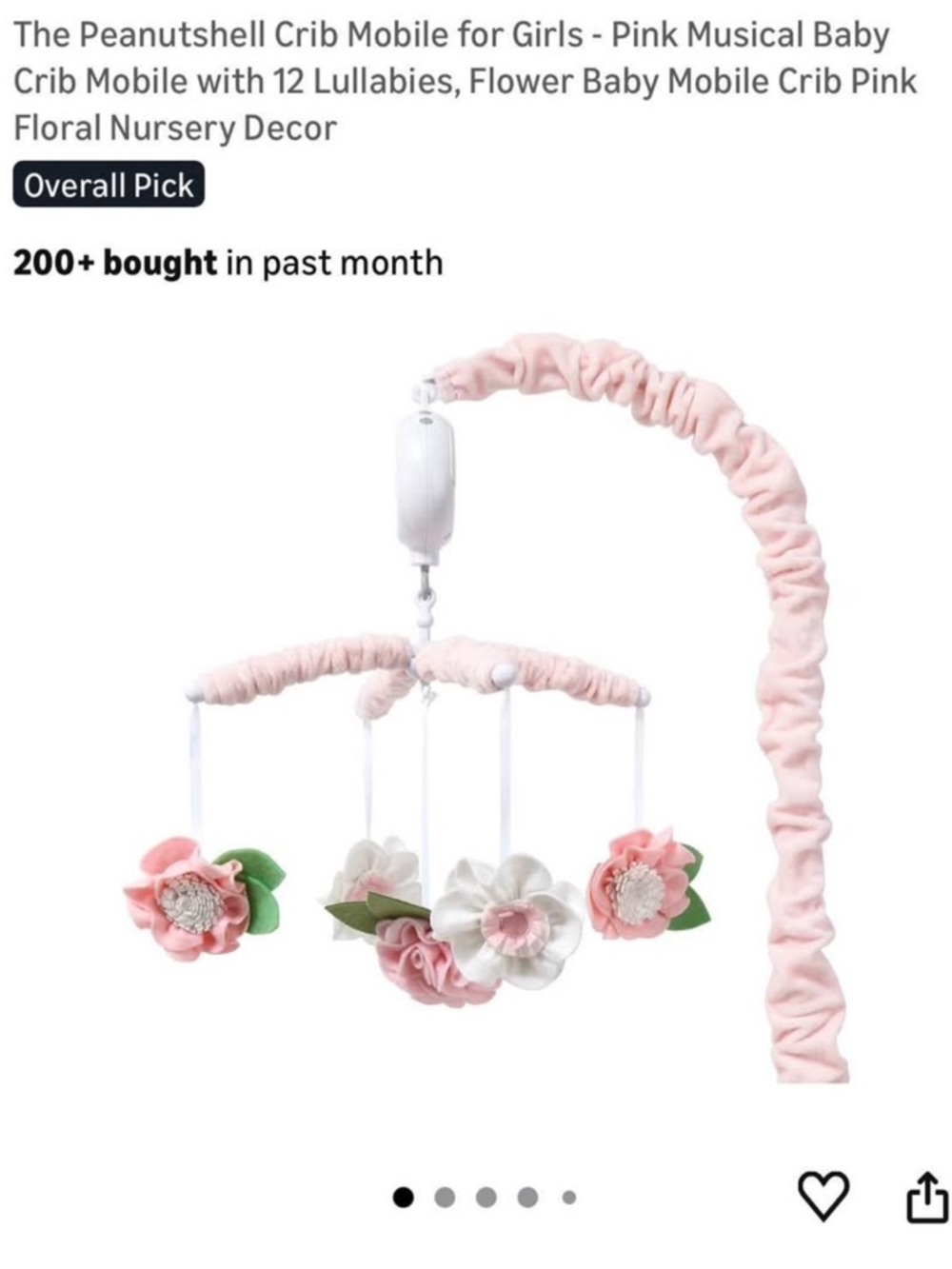 Pink Floral Crib Mobile with Hanging Flowers